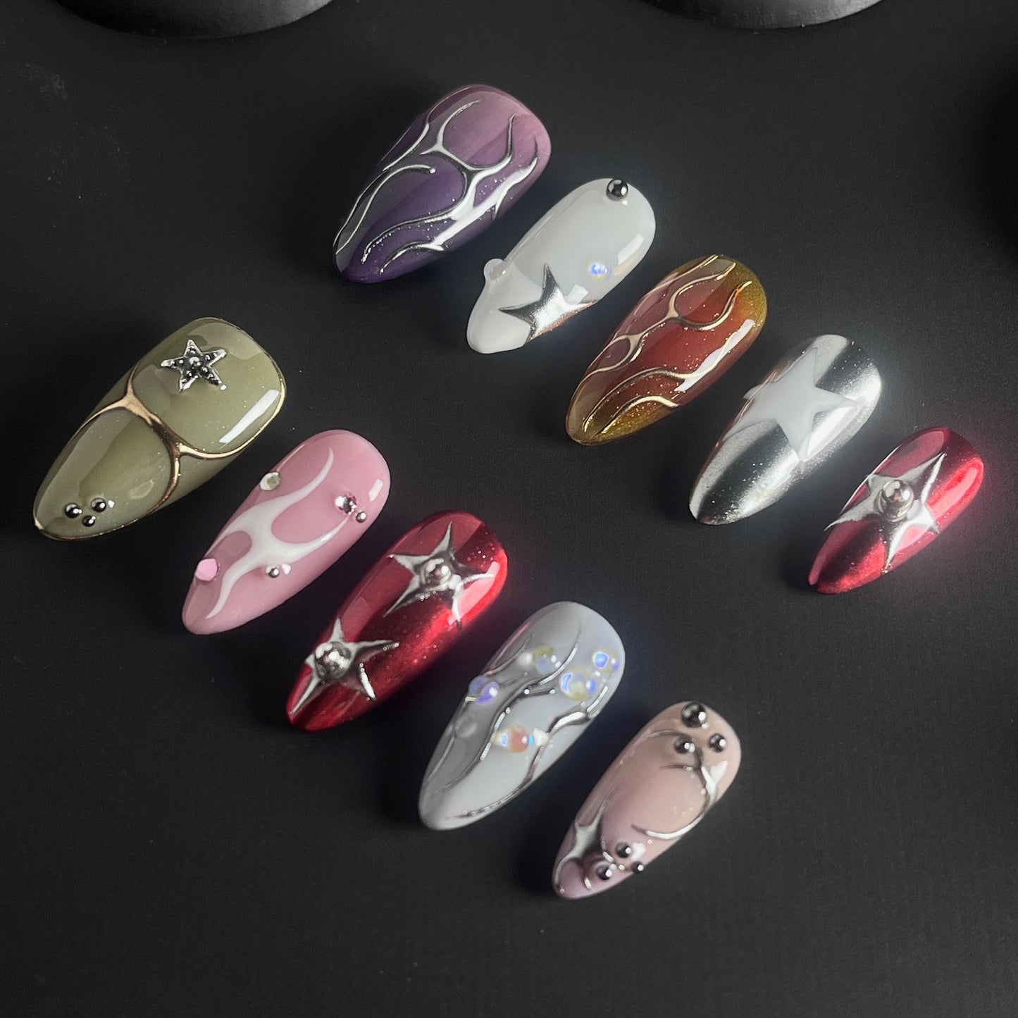 Handmade Carved Press-On Nails | European Style